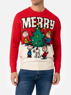 Maglione rosso da uomo Heron con stampa jacquard Peanuts merry | SNOOPY PEANUTS SPECIAL EDITION