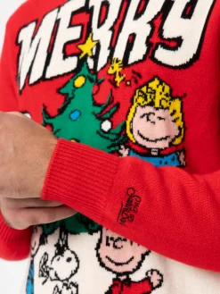 Maglione rosso da uomo Heron con stampa jacquard Peanuts merry | SNOOPY PEANUTS SPECIAL EDITION
