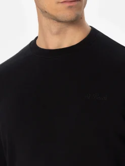 Man black sweatshirt Soho with St. Barth embroidery
