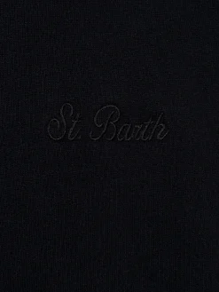 Man black sweatshirt Soho with St. Barth embroidery