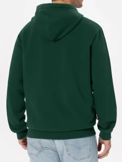 Man British green zipped and hooded sweatshirt with St. Barth embroidery
