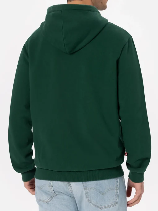 Man British green zipped and hooded sweatshirt with St. Barth embroidery