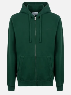 Man British green zipped and hooded sweatshirt with St. Barth embroidery