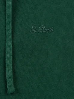 Man British green zipped and hooded sweatshirt with St. Barth embroidery