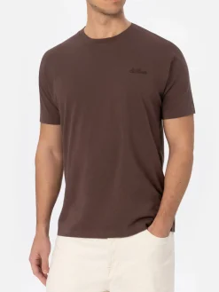 Man brown heavy cotton t-shirt Arnott with St. Barth embroidery