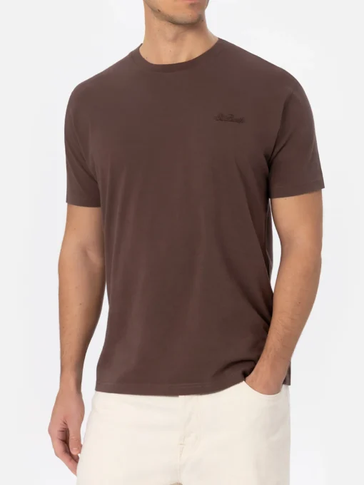 Man brown heavy cotton t-shirt Arnott with St. Barth embroidery
