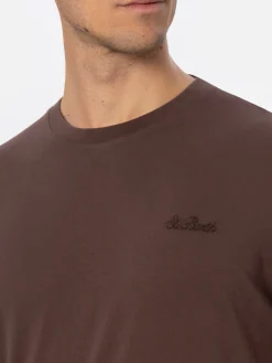 Man brown heavy cotton t-shirt Arnott with St. Barth embroidery