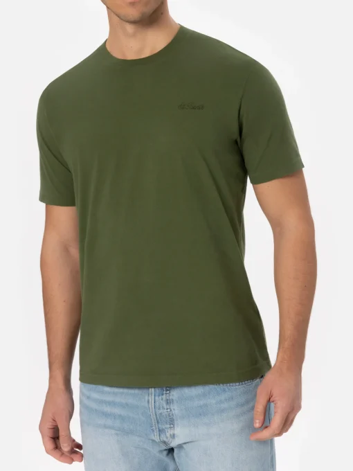 Man military green t-shirt Arnott with St. Barth embroidery