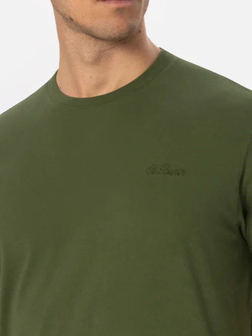 Man military green t-shirt Arnott with St. Barth embroidery