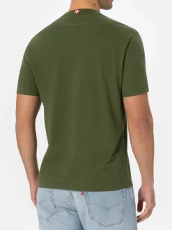 Man military green t-shirt Arnott with St. Barth embroidery