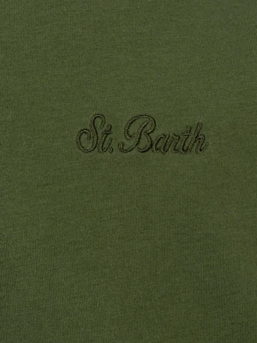 Man military green t-shirt Arnott with St. Barth embroidery