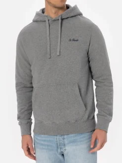 Man mélange grey sweatshirt Tribeca with St. Barth embroidery