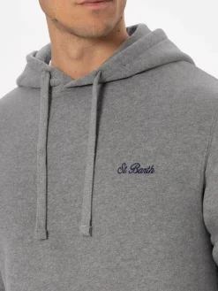 Man mélange grey sweatshirt Tribeca with St. Barth embroidery