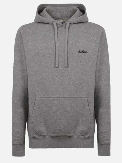 Man mélange grey sweatshirt Tribeca with St. Barth embroidery