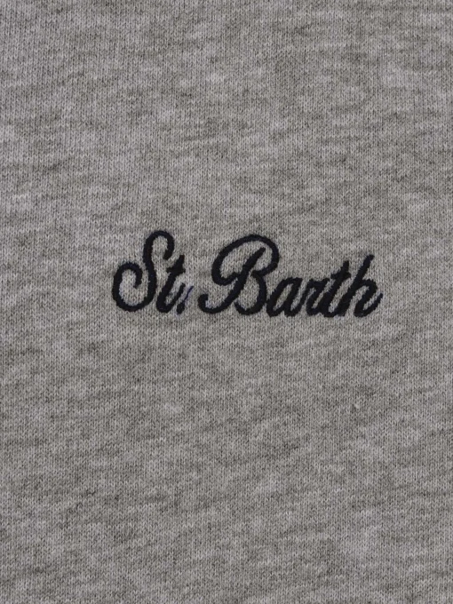 Man mélange grey sweatshirt Tribeca with St. Barth embroidery