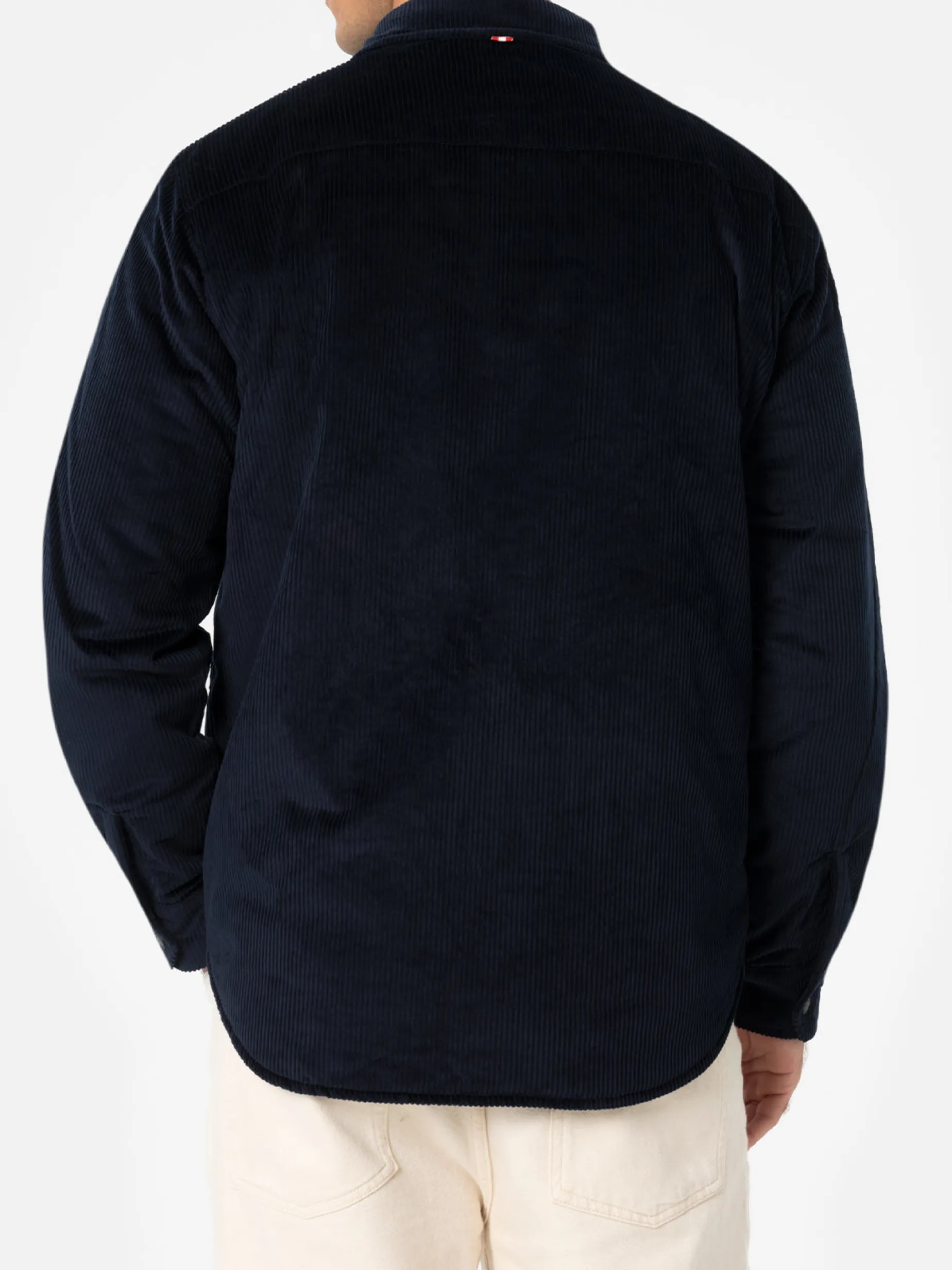 Man navy blue corduroy overshirt Chalet with St. Barth embroidery