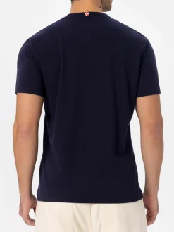 Man navy blue heavy cotton t-shirt Arnott with St. Barth embroidery