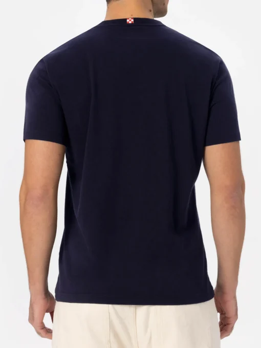 Man navy blue heavy cotton t-shirt Arnott with St. Barth embroidery