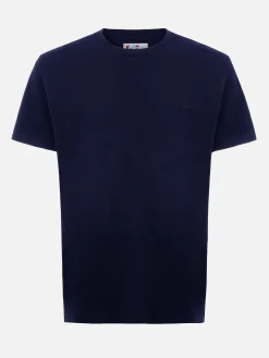 Man navy blue heavy cotton t-shirt Arnott with St. Barth embroidery