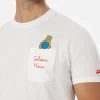 Man white cotton t-shirt Connor with Golden hour embroidery