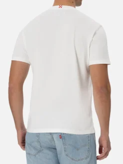 Man white cotton t-shirt Connor with ducky and watch print