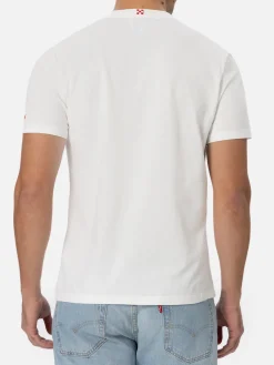 Man white cotton t-shirt Connor with Golden hour embroidery