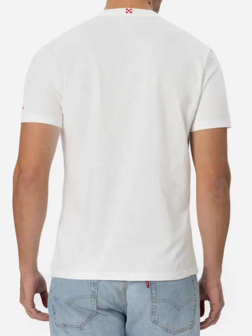 Man white cotton t-shirt Connor with Golden hour embroidery
