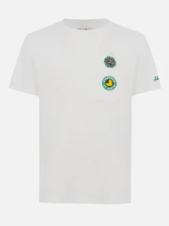 Man white cotton t-shirt Connor with ducky and watch print