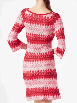 Mini abito in maglia rosso multicolore
