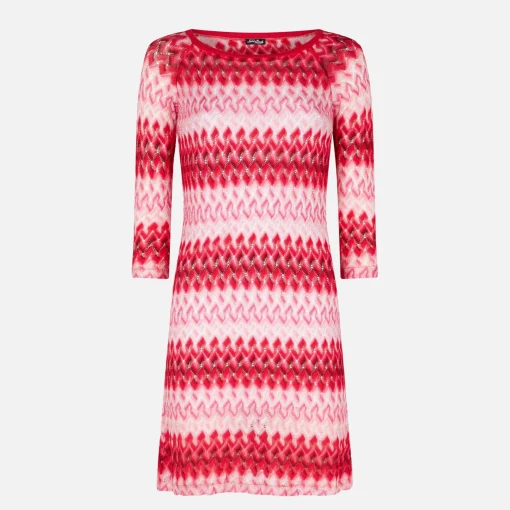 Mini abito in maglia rosso multicolore