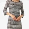 Miniabito in maglia chevron bianca e nera