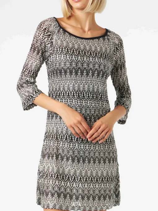 Miniabito in maglia chevron bianca e nera