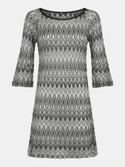 Miniabito in maglia chevron bianca e nera