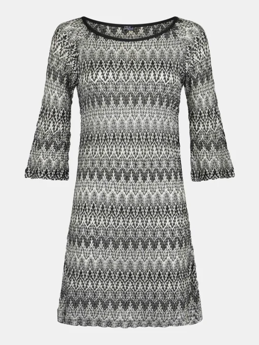 Miniabito in maglia chevron bianca e nera