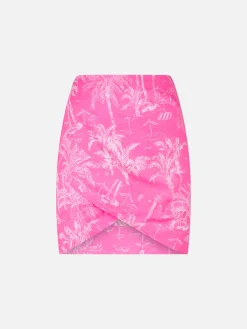 Minigonna da donna in cotone con stampa toile de jouy