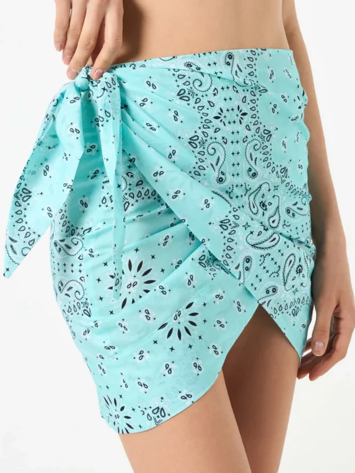 Minigonna pareo da donna in cotone con stampa bandana
