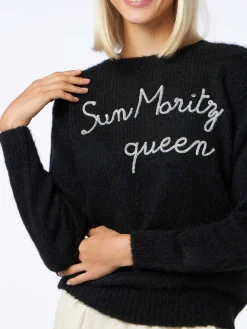 Morbida maglia da donna girocollo con ricamo Sun Moritz Queen