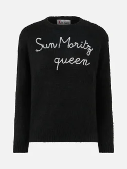 Morbida maglia da donna girocollo con ricamo Sun Moritz Queen