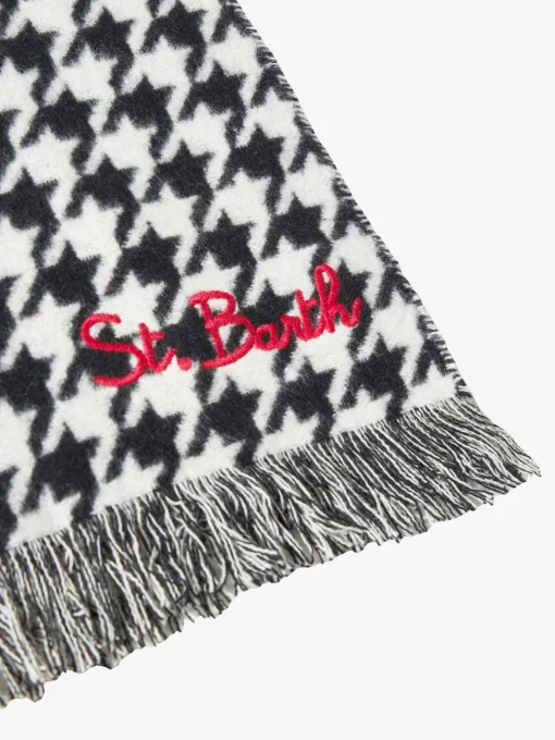 Morbida sciarpa in lana con motivo pied de poule