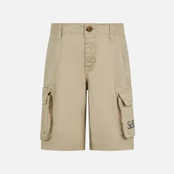 Pantaloncini cargo da bambino in cotone beige