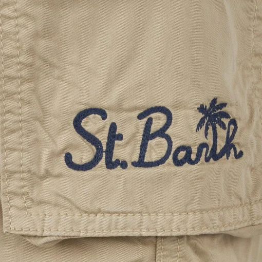 Pantaloncini cargo da bambino in cotone beige