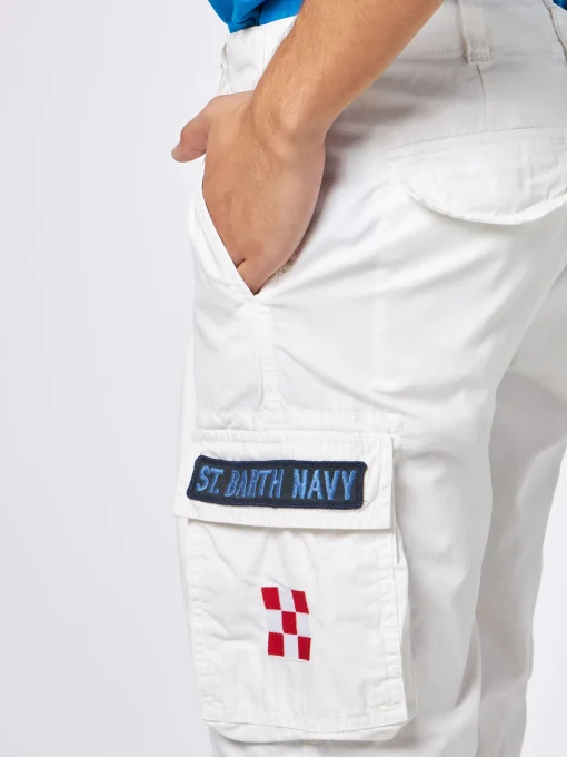 Pantaloncini cargo da uomo in cotone bianco