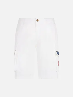 Pantaloncini cargo da uomo in cotone bianco