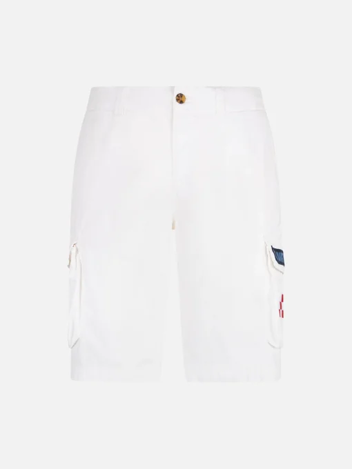 Pantaloncini cargo da uomo in cotone bianco
