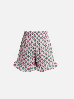 Pantaloncini da bambina Ander P in cotone con volant e stampa a fiori