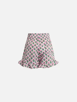 Pantaloncini da bambina Ander P in cotone con volant e stampa a fiori