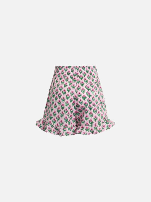 Pantaloncini da bambina Ander P in cotone con volant e stampa a fiori