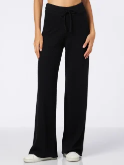 Pantalone a palazzo nero in maglia