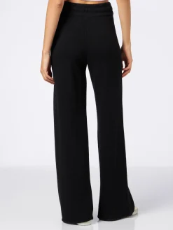 Pantalone a palazzo nero in maglia