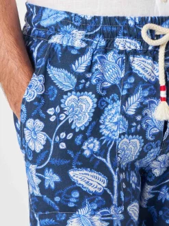 Pantalone da uomo in lino stampa floreale